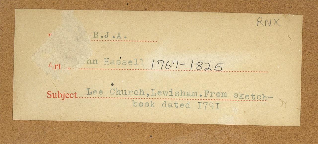 John Hassell (1767-1825) Watercolour Painting - Lee Church, Lewisham - c17915