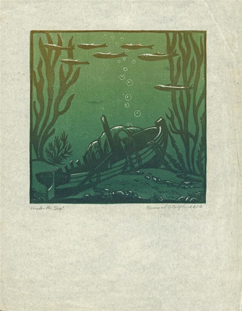 Bernard Sleigh (1872-1954) Pencil Signed Woodcut - Under The Sea5