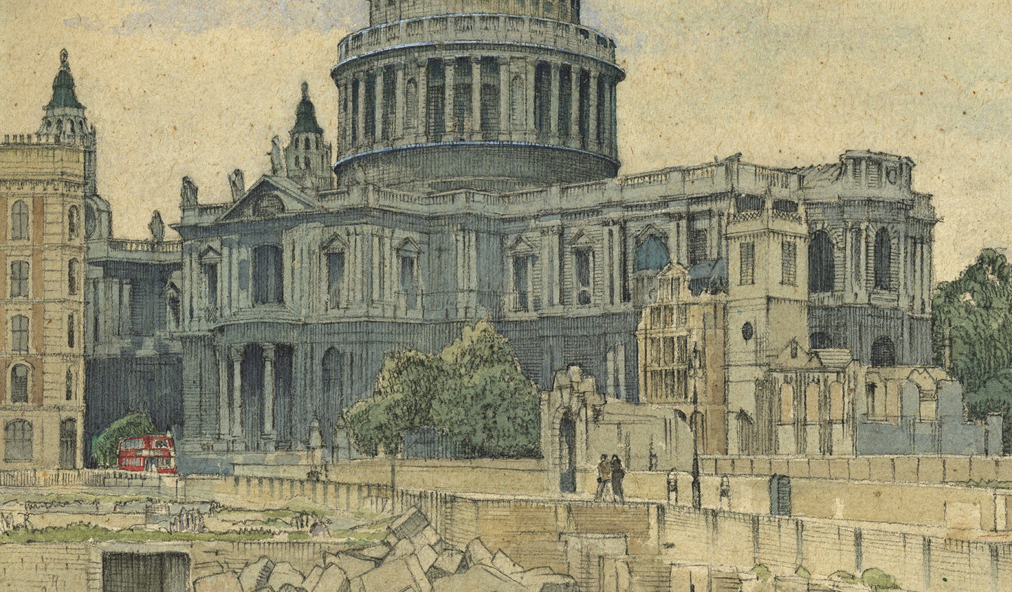 Edward James Ashenden (1896-1952) - Watercolour Painting - St. Paul's Cathedral London 1947