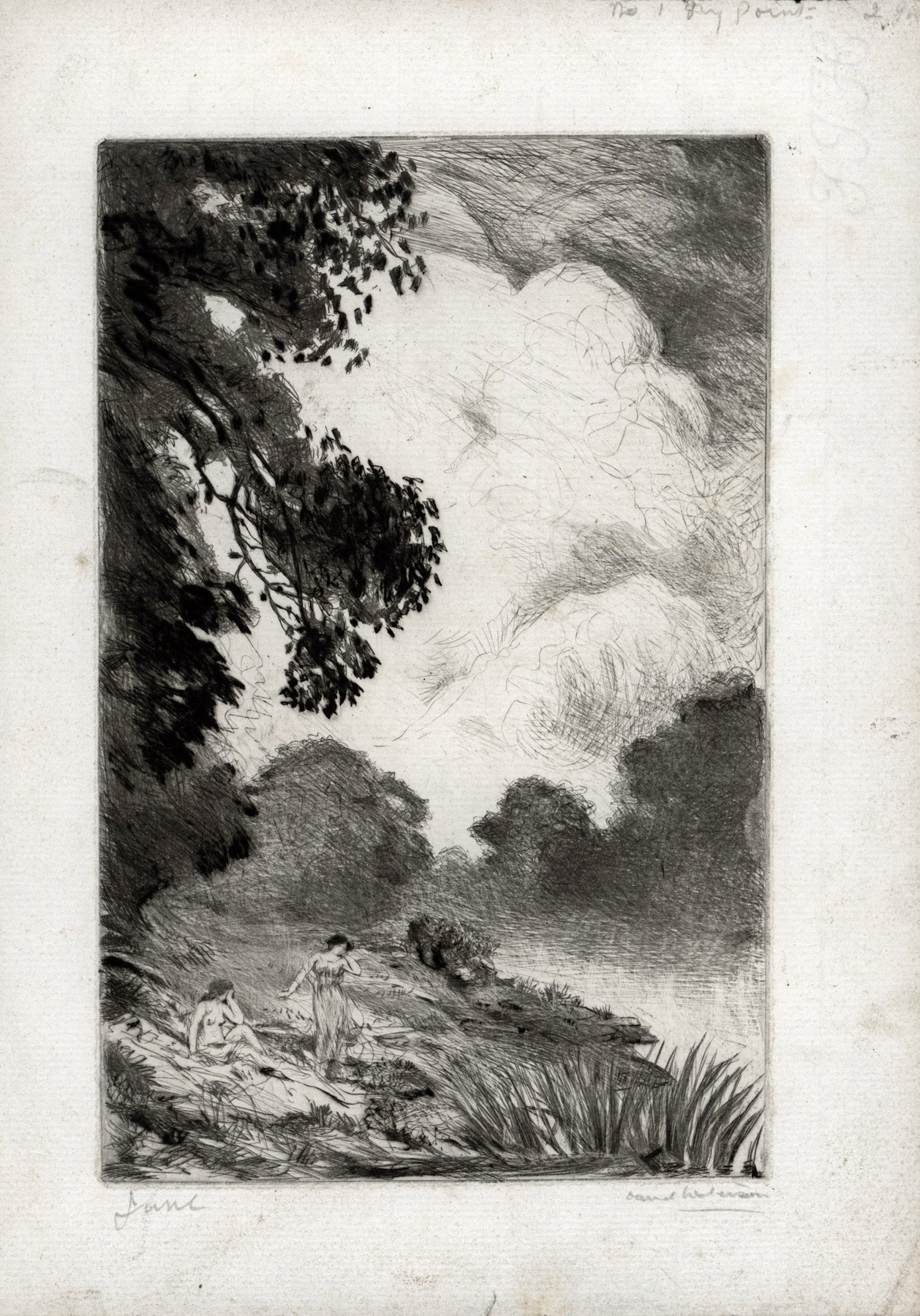 David Waterson (1870-1954) Signed Etching - River Scene Scotland