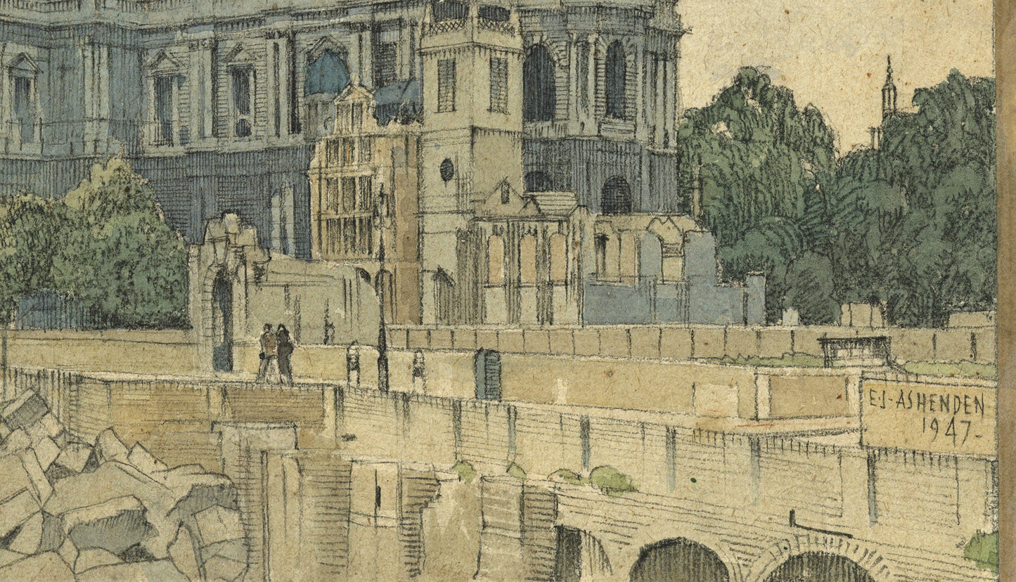 Edward James Ashenden (1896-1952) - Watercolour Painting - St. Paul's Cathedral London 1947