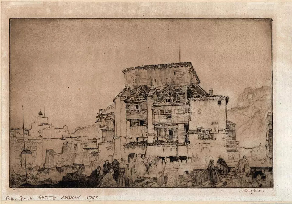 Sir William Russell Flint (1880-1969) - Signed Etching - A Dwelling in Aragon