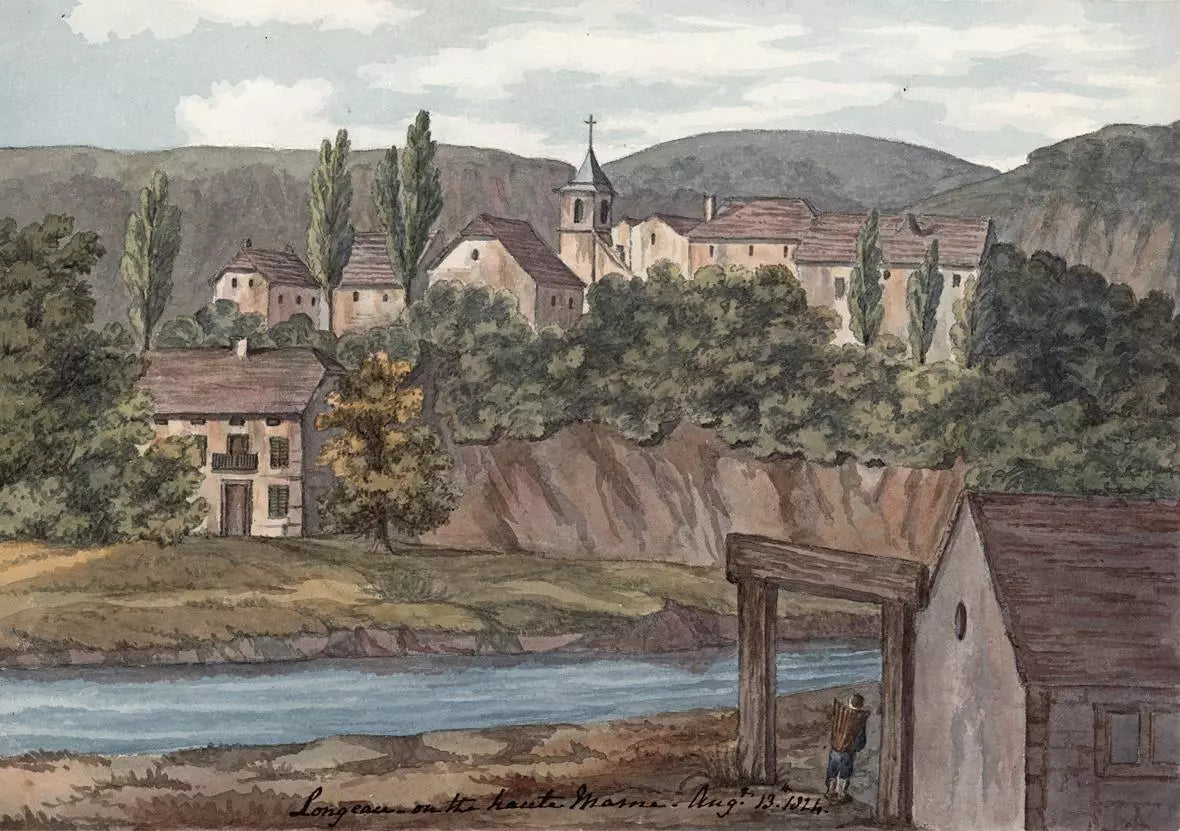 Elizabeth Campbell (1783-1861) Watercolour Painting - Haute-Marne, Longeau France 1824