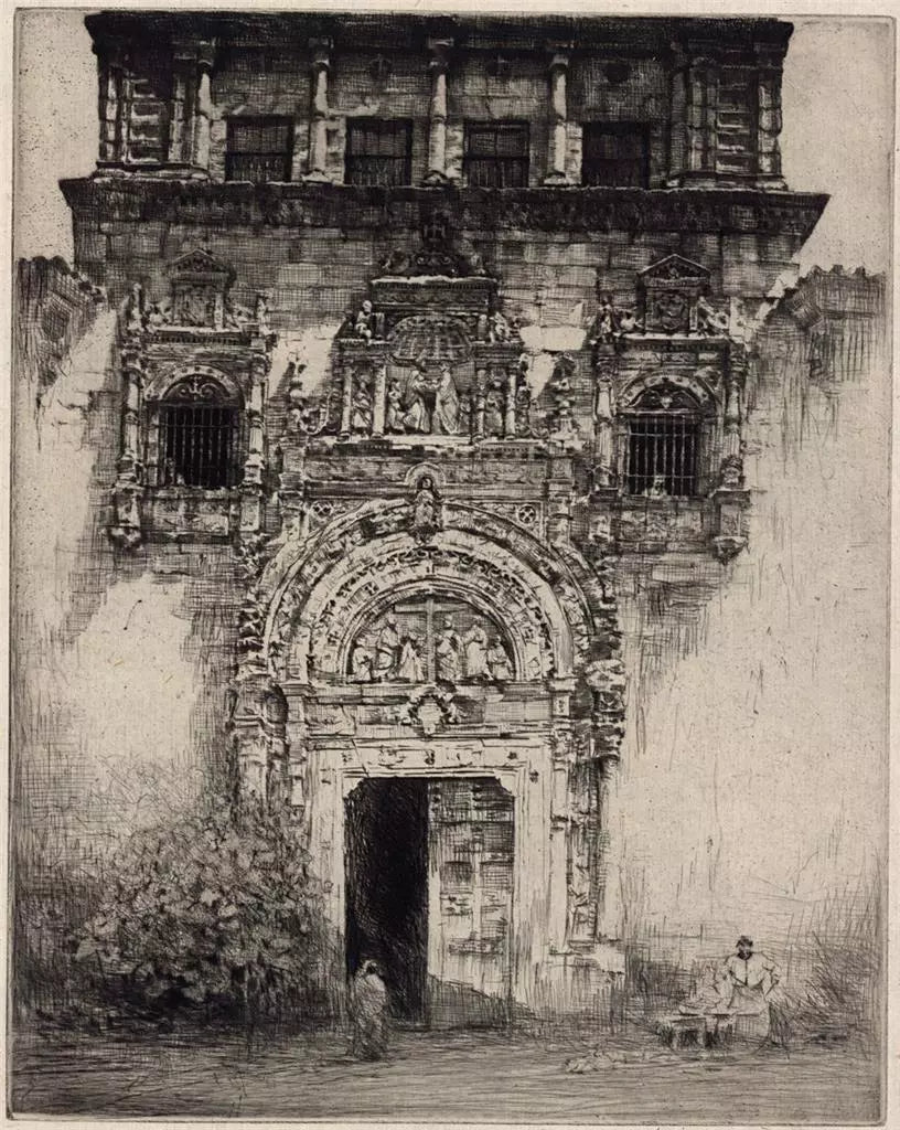 Mortimer Luddington Menpes (1855-1938) - Signed Etching - Continental Doorway