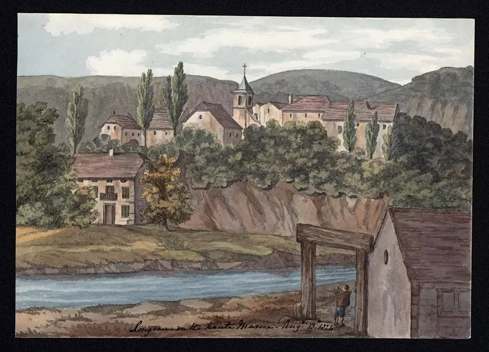 Elizabeth Campbell (1783-1861) Watercolour Painting - Haute-Marne, Longeau France 1824