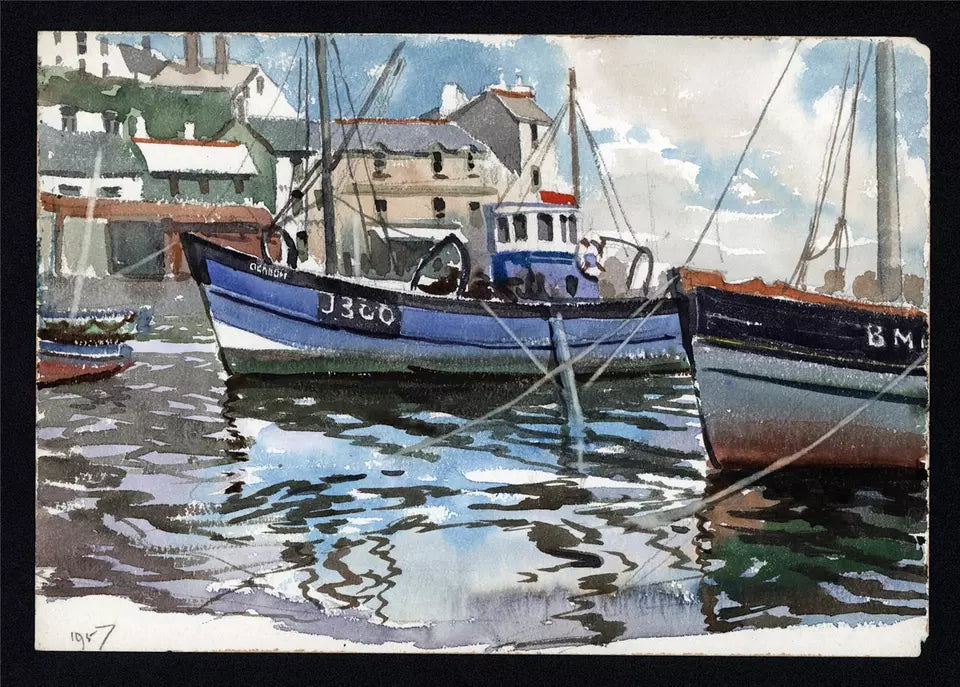 Arthur Royce Bradbury (1892-1977) Watercolour Painting - Harbour Scene 1957