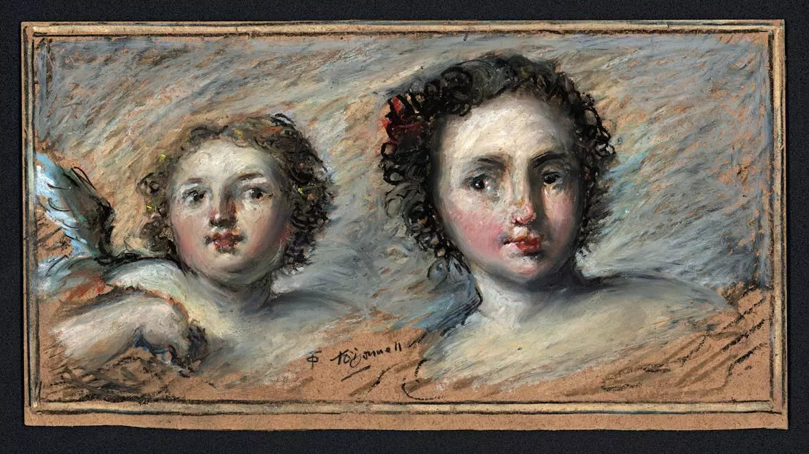 Thomas O'Donnell (1944-2020) - Oil Pastel Painting - Two Cherubs Portrait