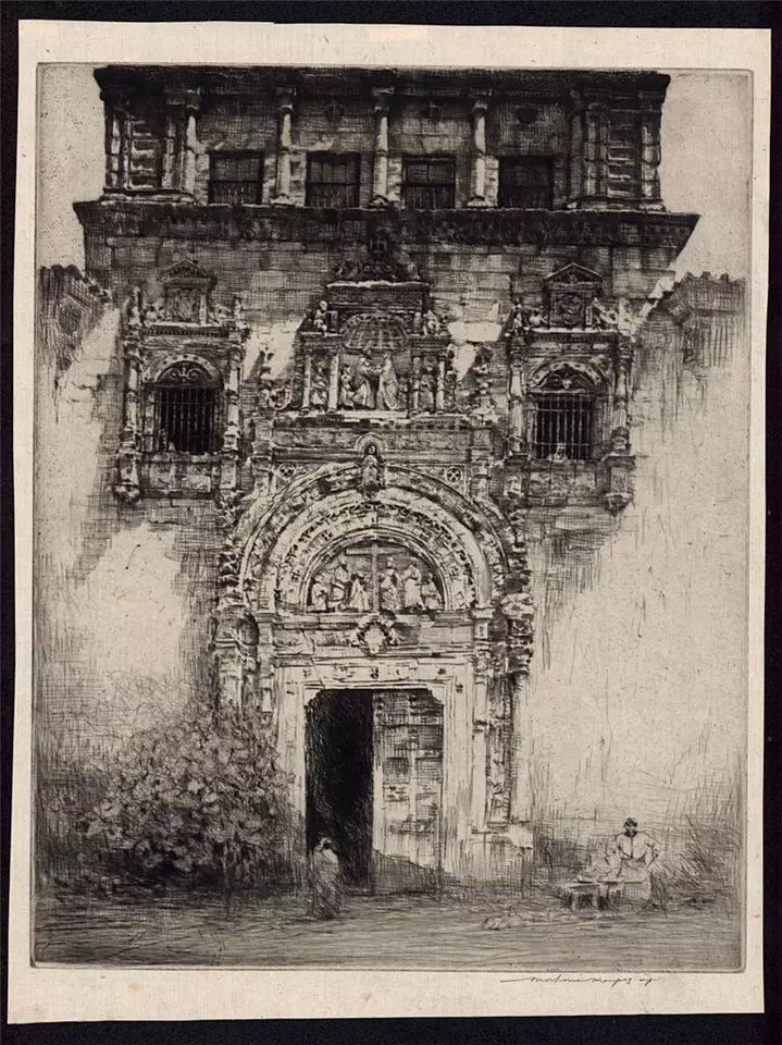 Mortimer Luddington Menpes (1855-1938) - Signed Etching - Continental Doorway