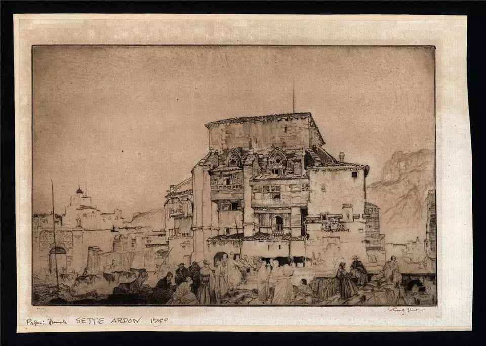 Sir William Russell Flint (1880-1969) - Signed Etching - A Dwelling in Aragon