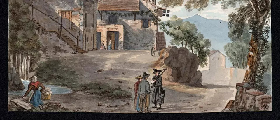 Elizabeth Campbell (1783-1861) Watercolour Painting - La Croix Blanche, Mornay France