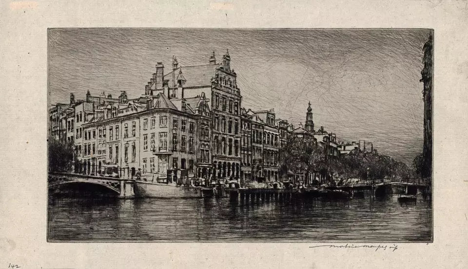 Mortimer Luddington Menpes - Signed Etching - River Scene Amsterdam Netherlands