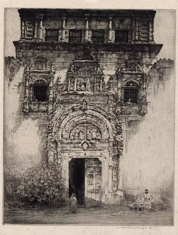 Mortimer Luddington Menpes (1855-1938) - Signed Etching - Continental Doorway