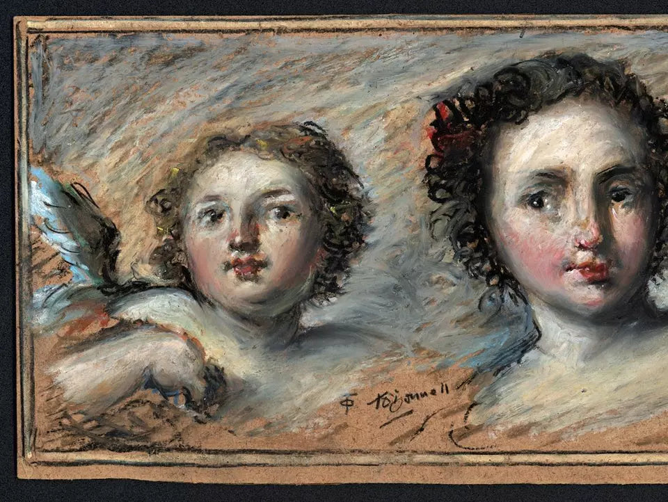 Thomas O'Donnell (1944-2020) - Oil Pastel Painting - Two Cherubs Portrait