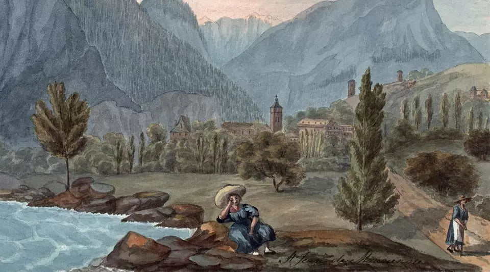 Elizabeth Campbell (1783-1861) Watercolour Painting - Saint-Jean-de-Maurienne France