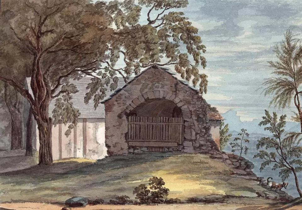 Elizabeth Campbell (1783-1861) Watercolour Painting - Catholic Chapel Mornay France 1824
