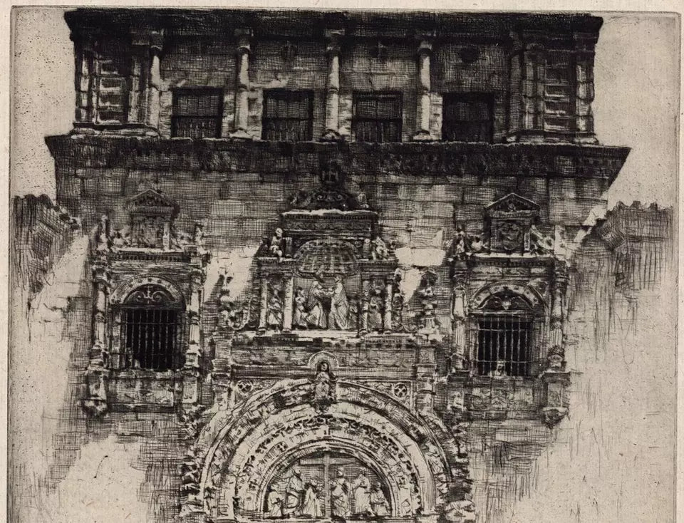 Mortimer Luddington Menpes (1855-1938) - Signed Etching - Continental Doorway