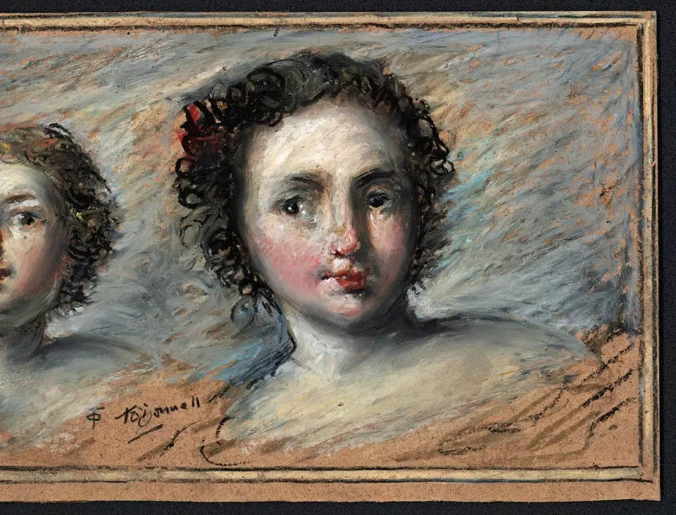 Thomas O'Donnell (1944-2020) - Oil Pastel Painting - Two Cherubs Portrait