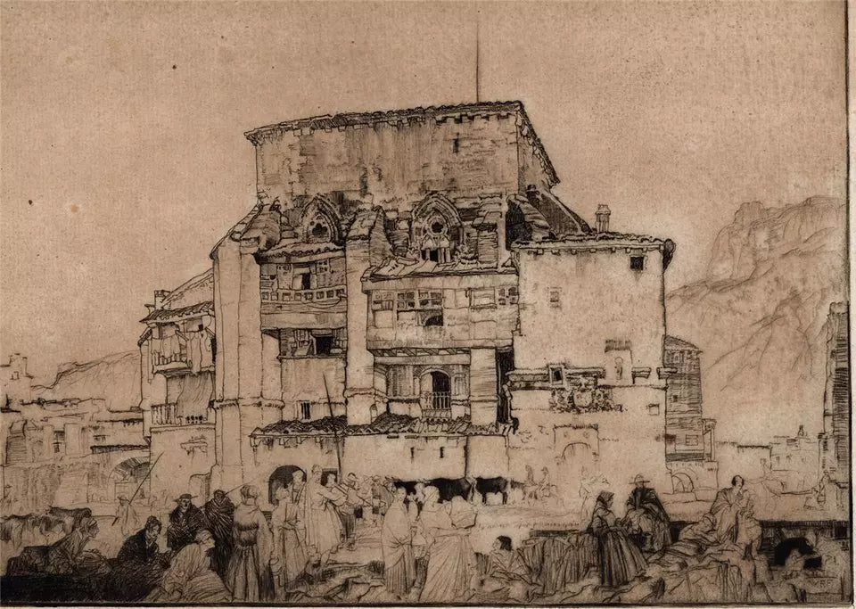Sir William Russell Flint (1880-1969) - Signed Etching - A Dwelling in Aragon