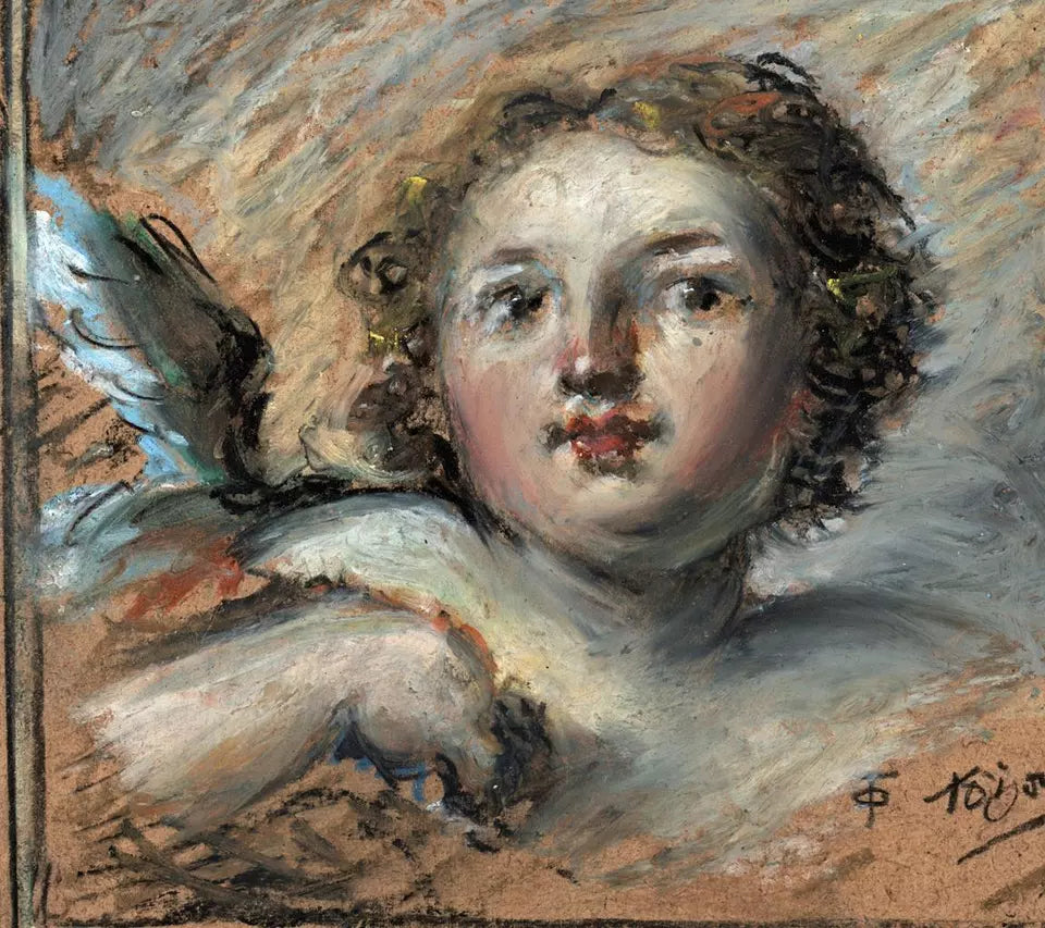 Thomas O'Donnell (1944-2020) - Oil Pastel Painting - Two Cherubs Portrait