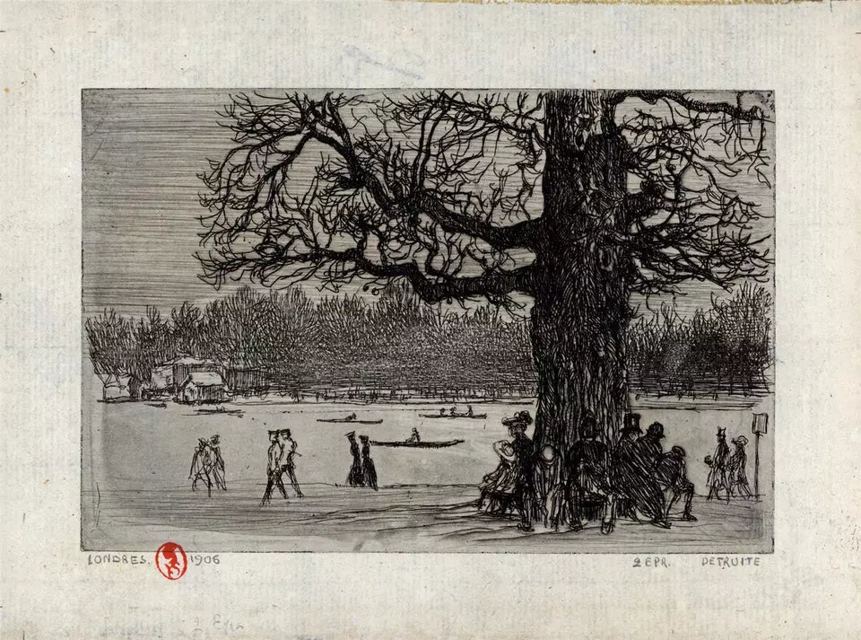 Charles Huard (1874-1965) Antique Etching - River Thames London 1906