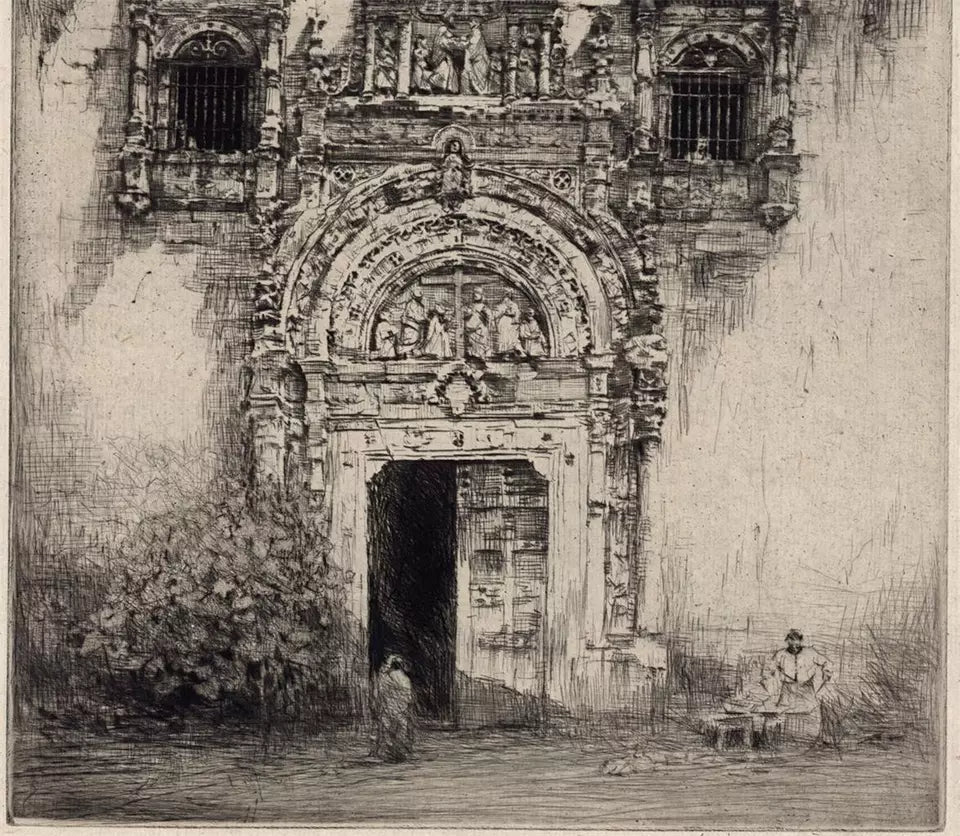 Mortimer Luddington Menpes (1855-1938) - Signed Etching - Continental Doorway