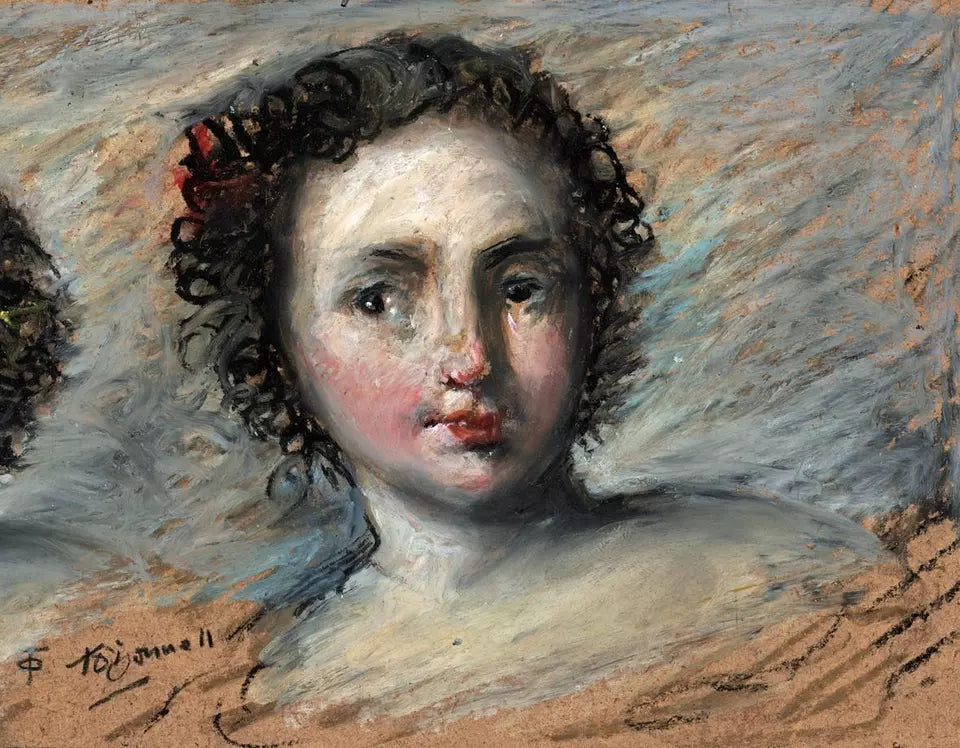 Thomas O'Donnell (1944-2020) - Oil Pastel Painting - Two Cherubs Portrait