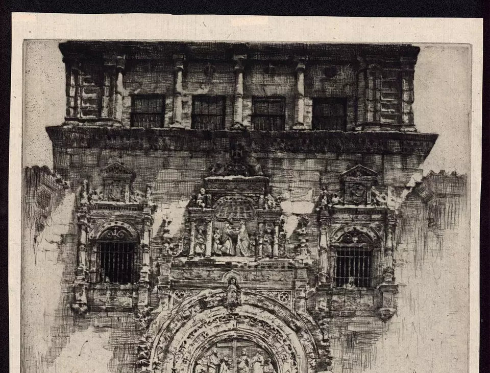 Mortimer Luddington Menpes (1855-1938) - Signed Etching - Continental Doorway