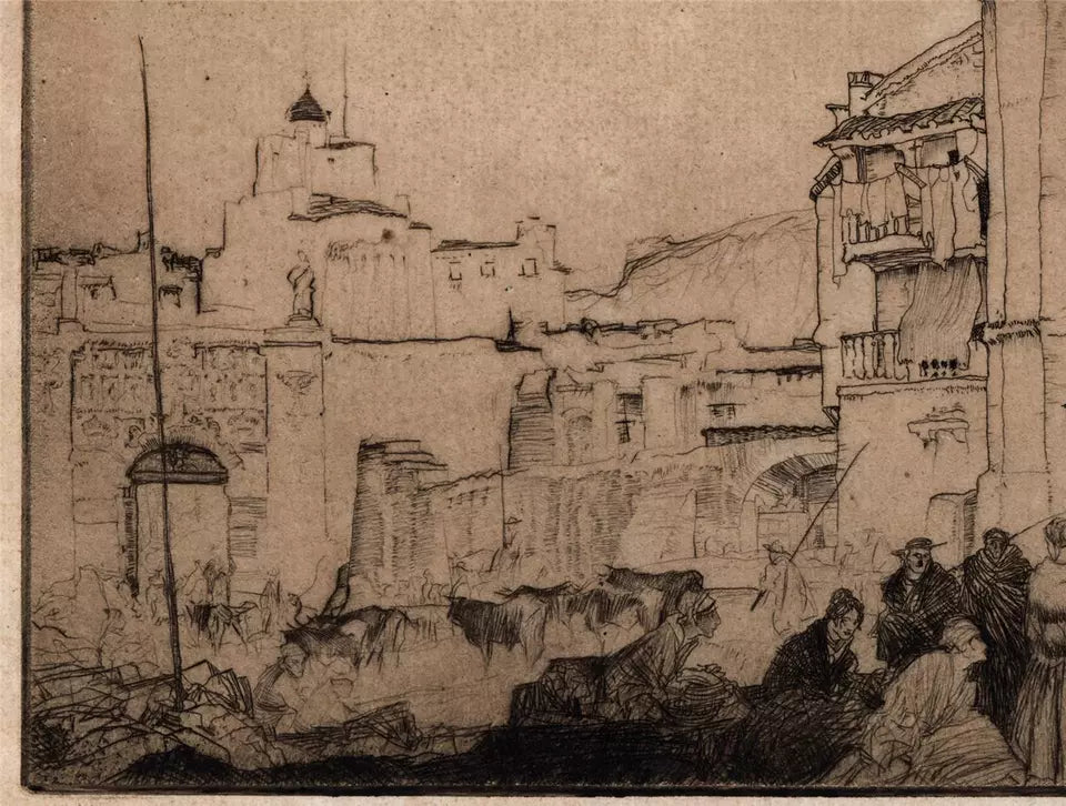Sir William Russell Flint (1880-1969) - Signed Etching - A Dwelling in Aragon