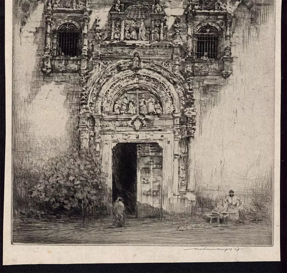 Mortimer Luddington Menpes (1855-1938) - Signed Etching - Continental Doorway