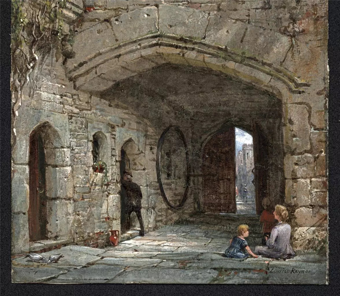 Louise Rayner (1832-1924) - Watercolour Painting - Haddon Hall, Entrance Gateway