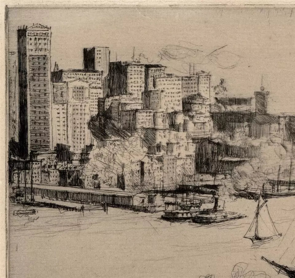 Charles Huard (1874-1965) Antique Etching - New York - USA 1906