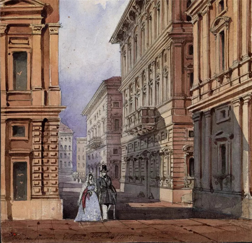 H. B. Garling - Watercolour Painting - Genoa Italy 1844 - Grand Tour