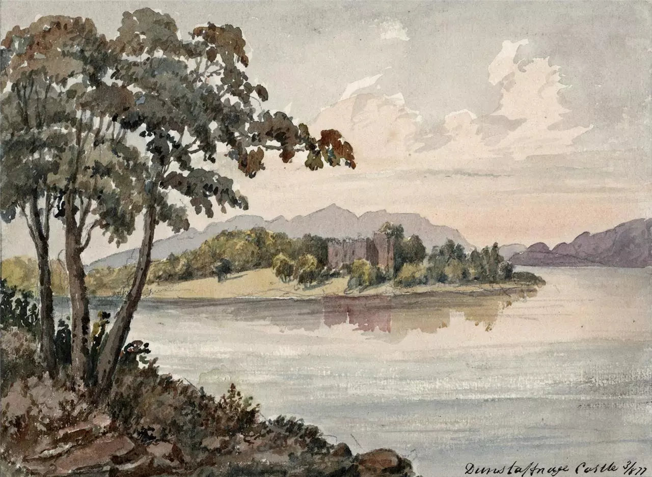 Dunstaffnage Castle Scotland 1877 - Watercolour Painting - Algerina Peckover (1841-1927)
