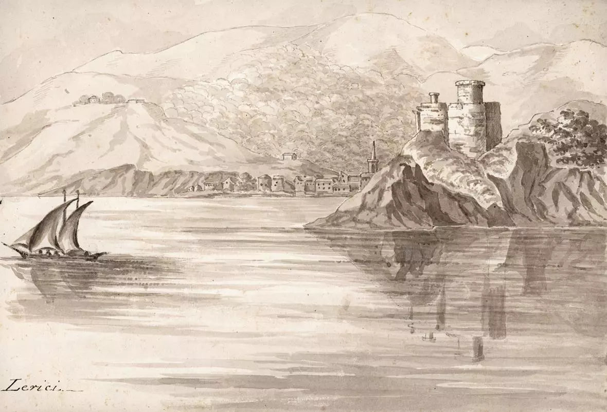 Elizabeth Campbell (1783-1861) Watercolour Painting - Lerici Liguria Italy