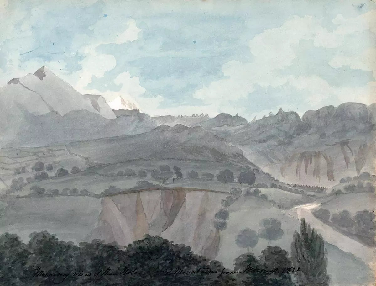 Elizabeth Campbell (1783-1861) Watercolour Painting - The Mole & Mountains France 1822