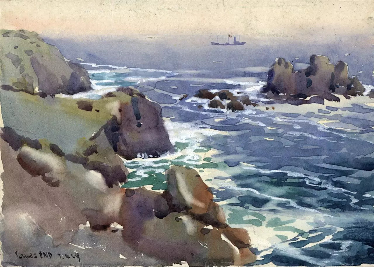 Arthur Royce Bradbury (1892-1977) Small Watercolour Painting - Land's End, Cornwall