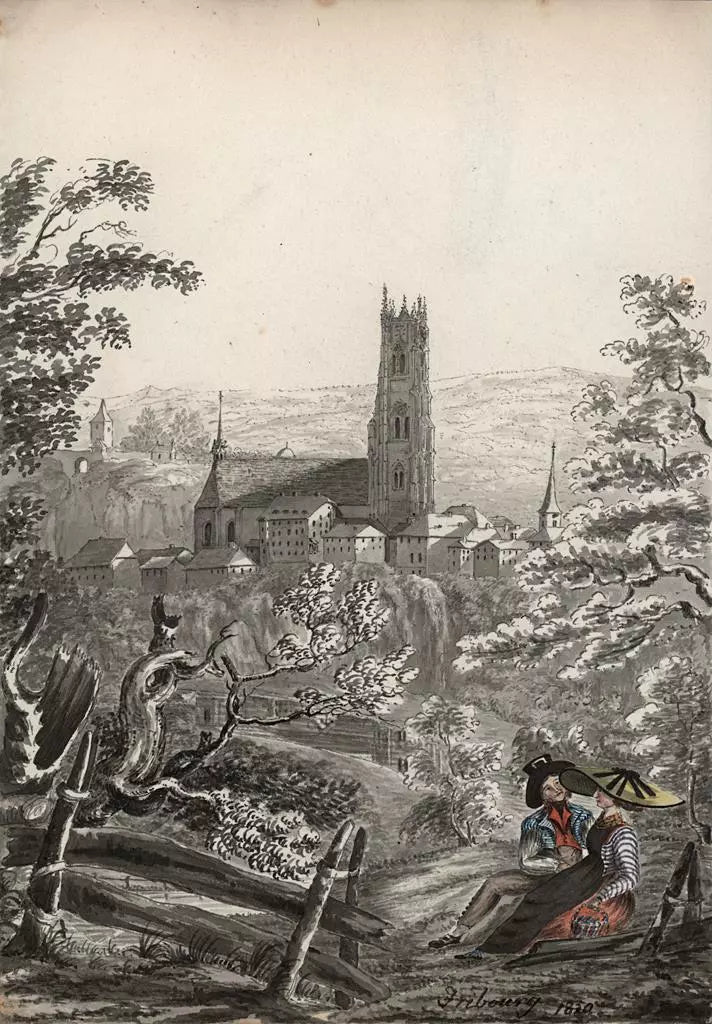 Elizabeth Campbell (1783-1861) Watercolour Painting - Fribourg, Switzerland 1820