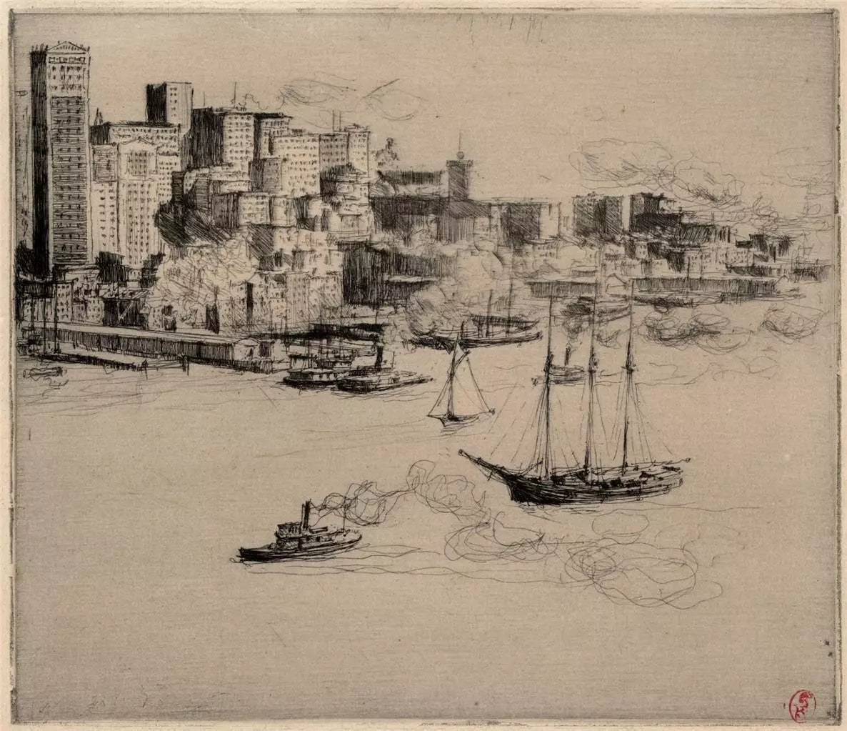 Charles Huard (1874-1965) Antique Etching - New York - USA 1906