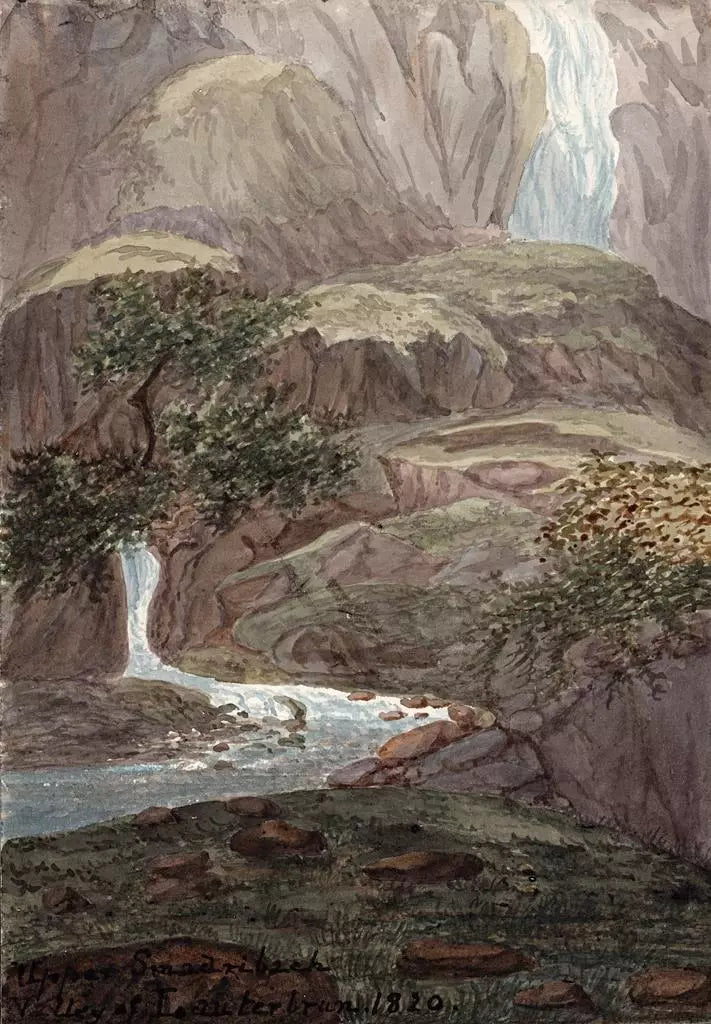 Elizabeth Campbell (1783-1861) Watercolour Painting - Upper Smadribach, Valley of Lauterbrunnen Switzerland 1820