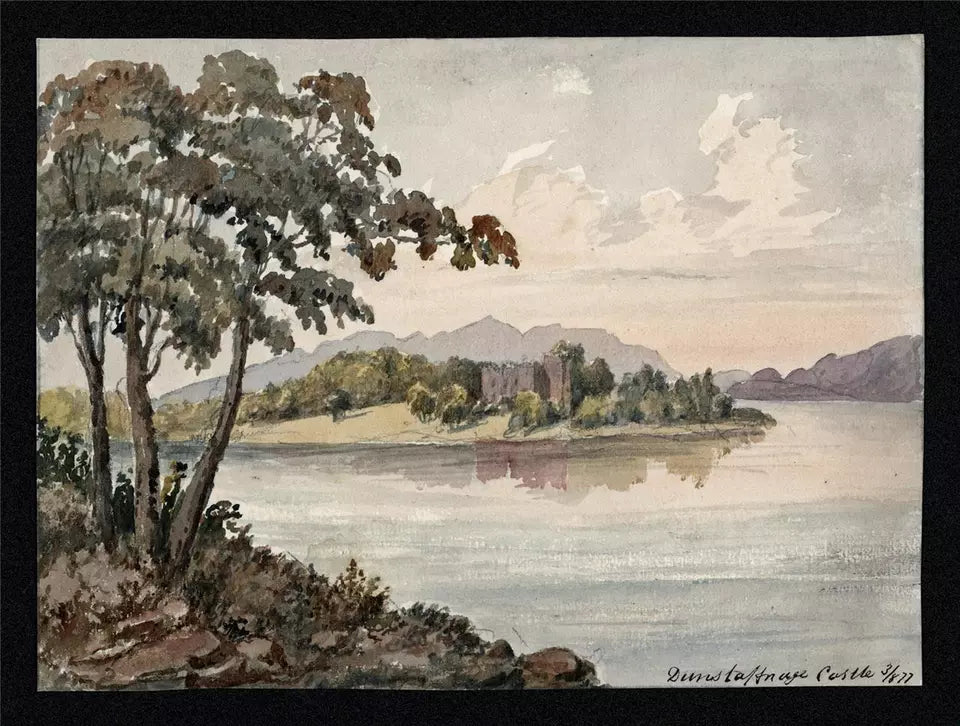 Dunstaffnage Castle Scotland 1877 - Watercolour Painting - Algerina Peckover (1841-1927)