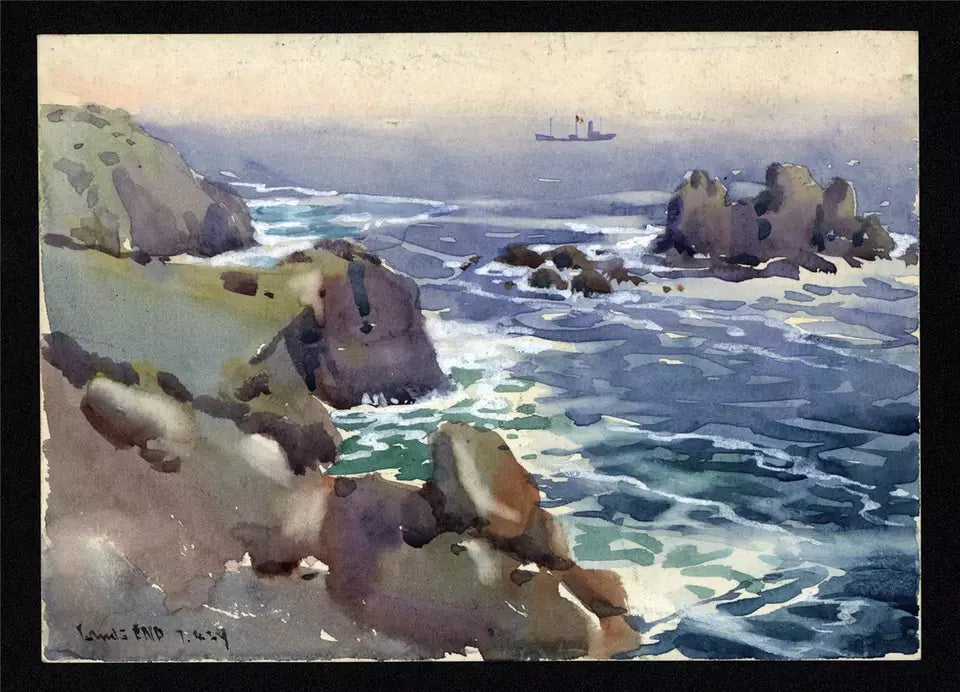 Arthur Royce Bradbury (1892-1977) Small Watercolour Painting - Land's End, Cornwall