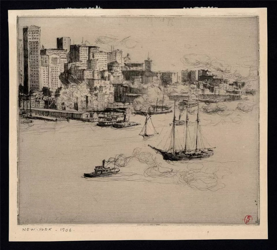 Charles Huard (1874-1965) Antique Etching - New York - USA 1906