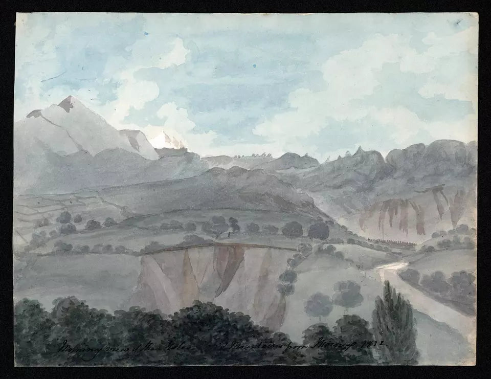 Elizabeth Campbell (1783-1861) Watercolour Painting - The Mole & Mountains France 1822