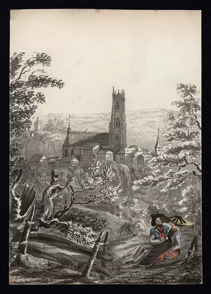 Elizabeth Campbell (1783-1861) Watercolour Painting - Fribourg, Switzerland 1820