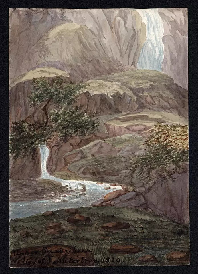 Elizabeth Campbell (1783-1861) Watercolour Painting - Upper Smadribach, Valley of Lauterbrunnen Switzerland 1820