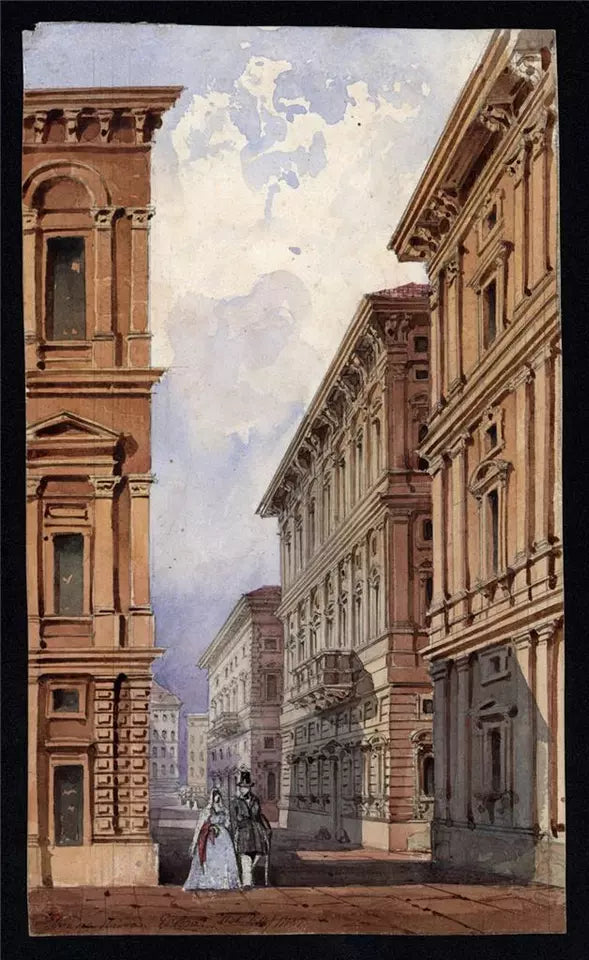 H. B. Garling - Watercolour Painting - Genoa Italy 1844 - Grand Tour