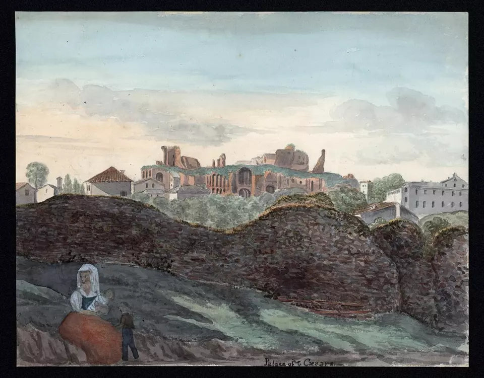 Elizabeth Campbell (1783-1861) Watercolour Painting - Palace of the Caesars, Rome Italy