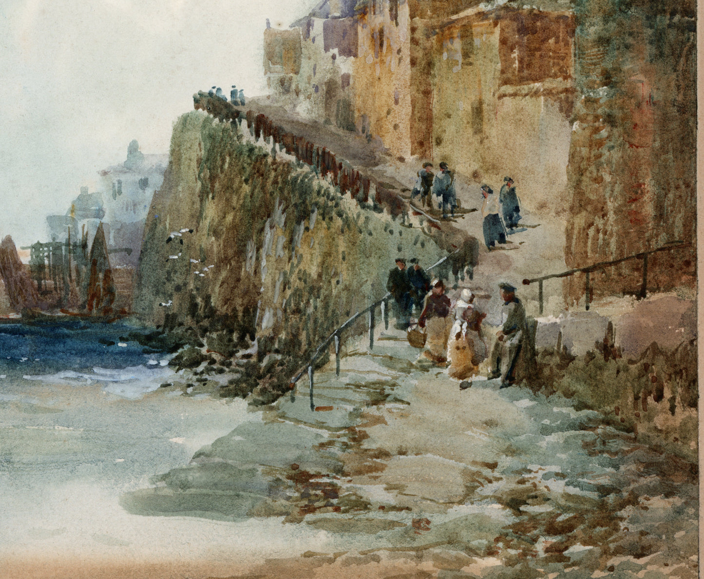 Walter Henry Sweet (1889-1949) Watercolour Painting Norrad Slip Newlyn Cornwall