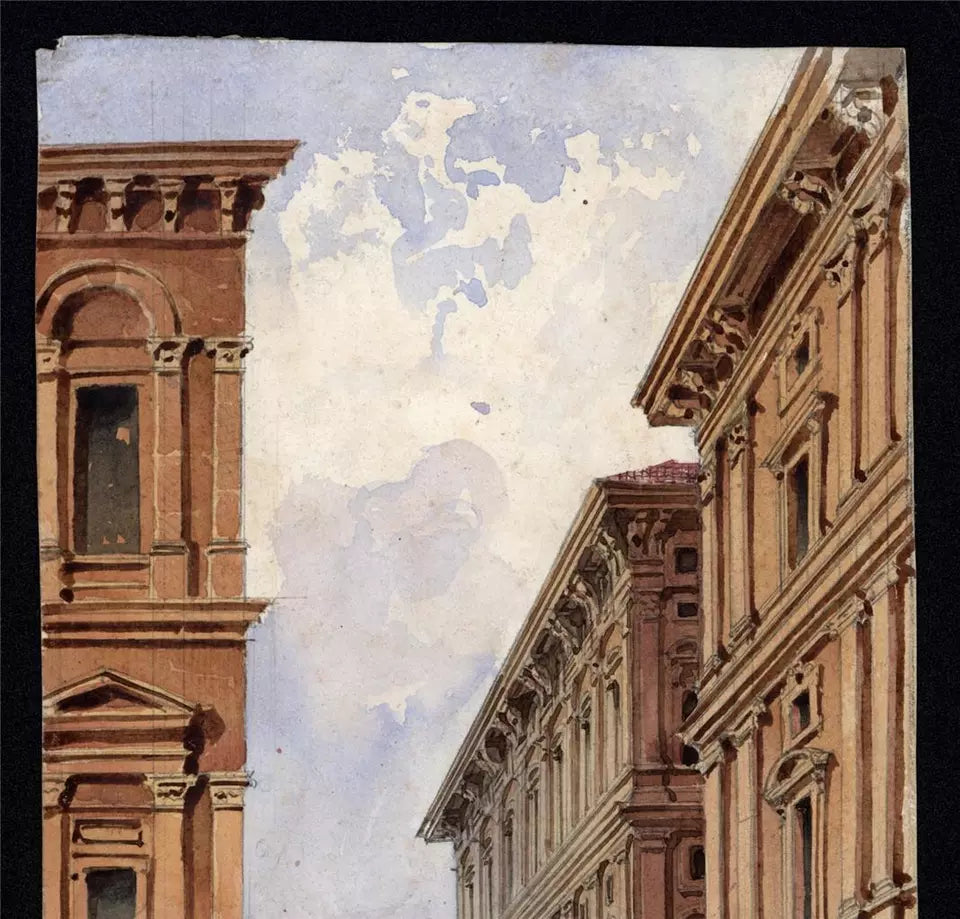 H. B. Garling - Watercolour Painting - Genoa Italy 1844 - Grand Tour
