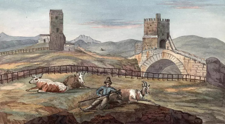 Elizabeth Campbell (1783-1861) Watercolour Painting - Ponte Salara Roman Campagna Italy 1825